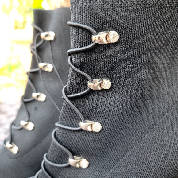 NWOT Sugar Tanikka black women's lace up heel sock booties. S 6 - Picture 2 of 11
